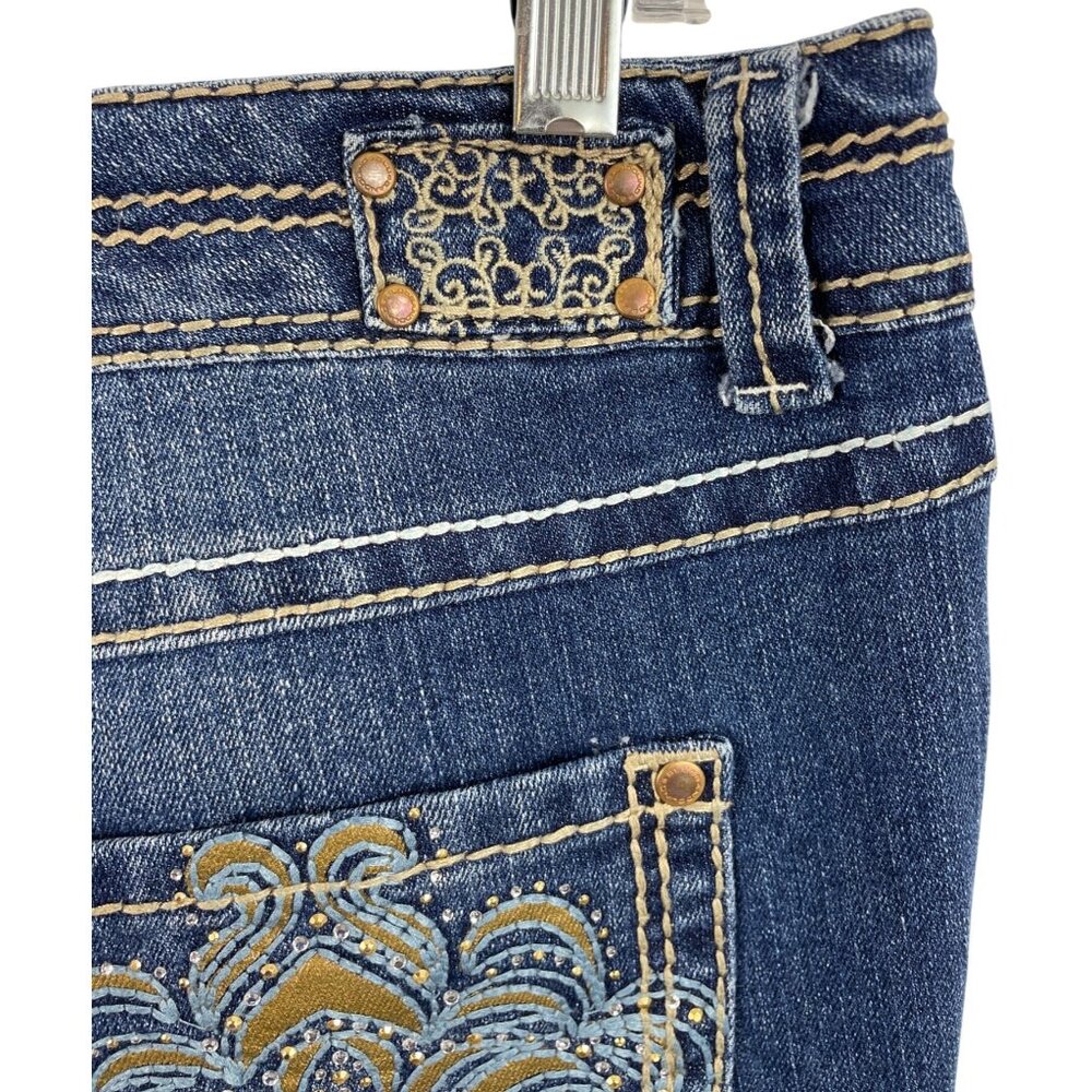 Bandolino Womens Missy Size 8 Embellished Pocket Bootcut Jeans Medium Wash Denim - Picture 7 of 11